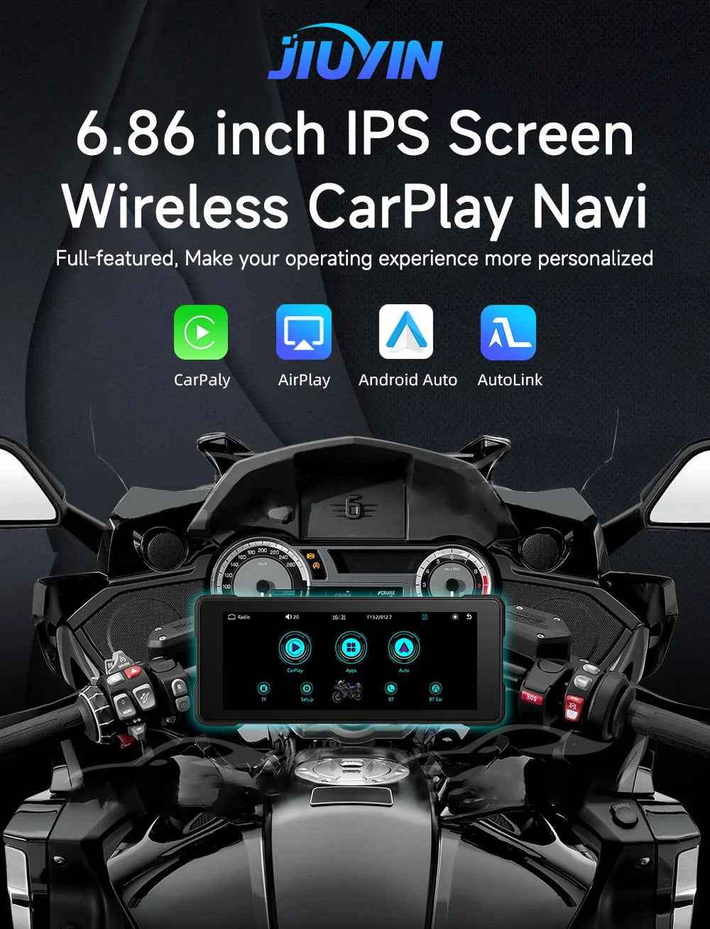 5/6/7‘’ Motorcycle Multimedia Player Wireless CarPlay Android Auto GPS -GPD101