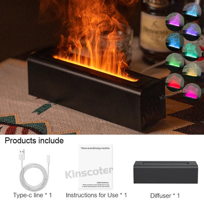 KINSCOTER RGB Flame Aroma Diffuser Air Humidifier Ultrasonic Cool Mist Maker Fogger LED Essential Oil Fire LED Lamp Diffusor -DHPD105