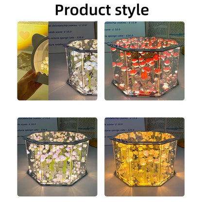 New DIY Tulip Mirror Cube Lamp Three-Dimensional Nightlight Material -ZKPD104