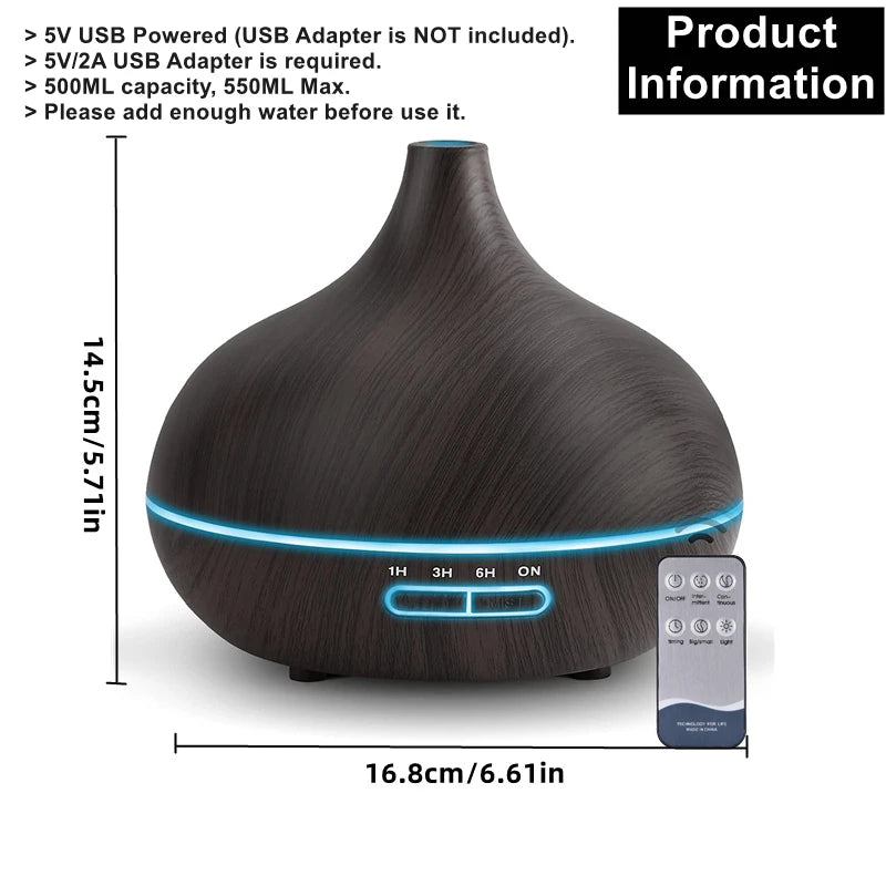 550ml Wood Colour USB Aroma Diffuser, Essential Oil Diffuser -DHPD108