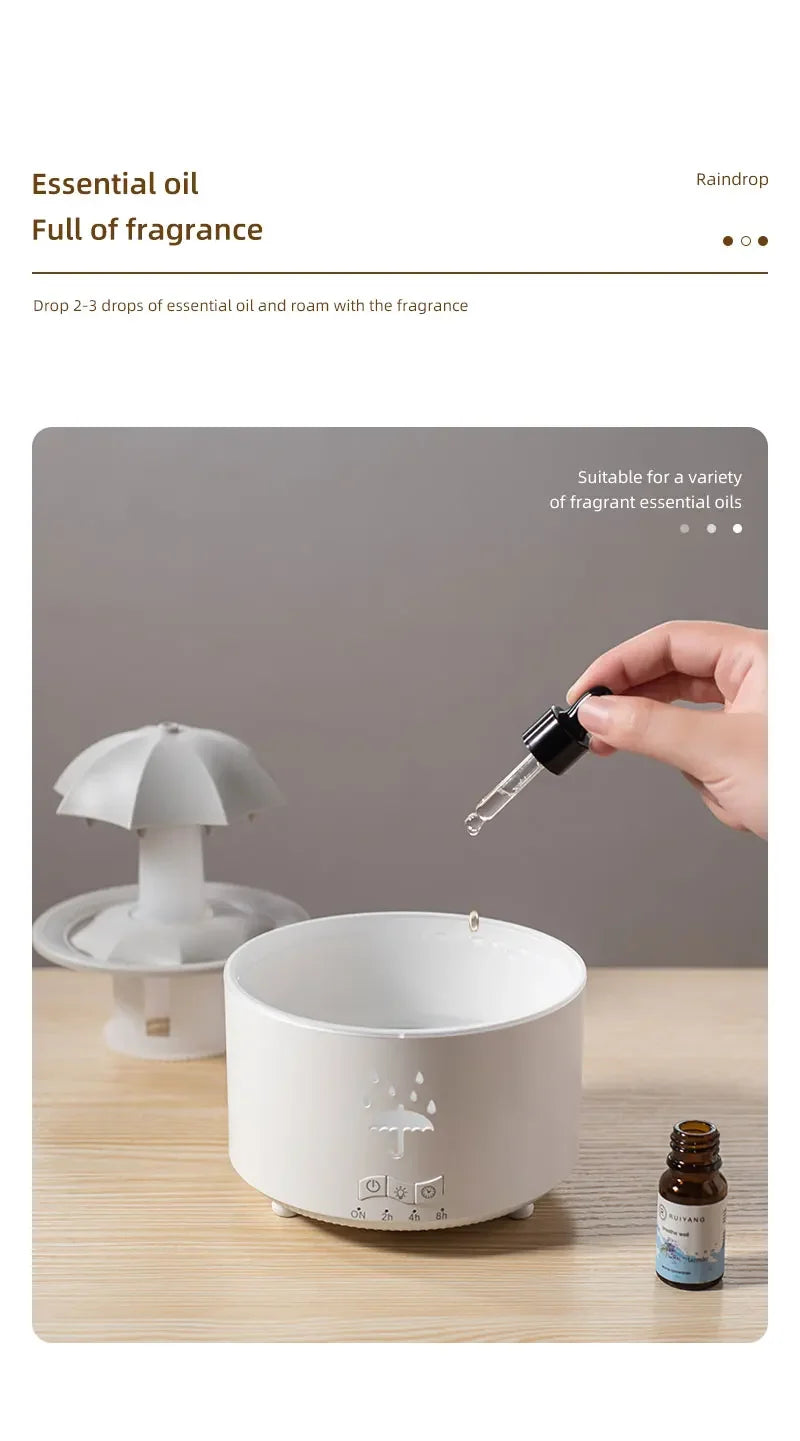 Creative Umbrella Water Drop Air Humidifier with Colourful Light Raindrop Aroma -BKPD122