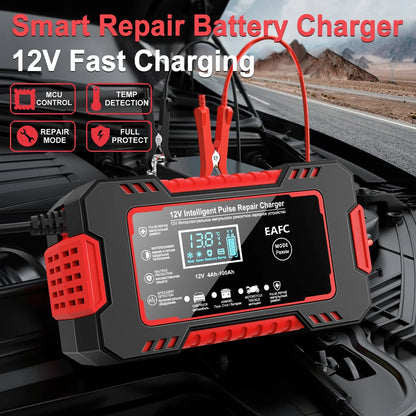 Car Battery Charger 12V 6A Pulse Repair LCD Display Smart Fast Charge -BKPD108