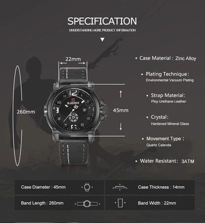 NAVIFORCE Luxury Brand Men Sports Military Quartz Watch for Man -WPD116