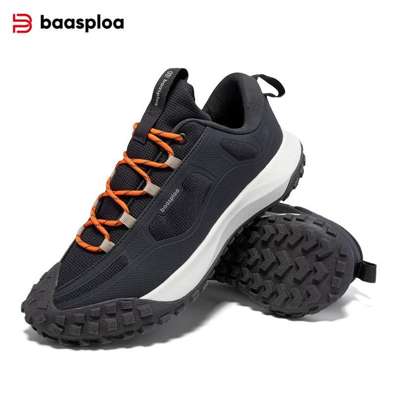 Baasploa Men Hiking Shoes Oxford Anti Splash Water Outdoor Sneakers for Men New Fashion Walking Shoes -BSPD113