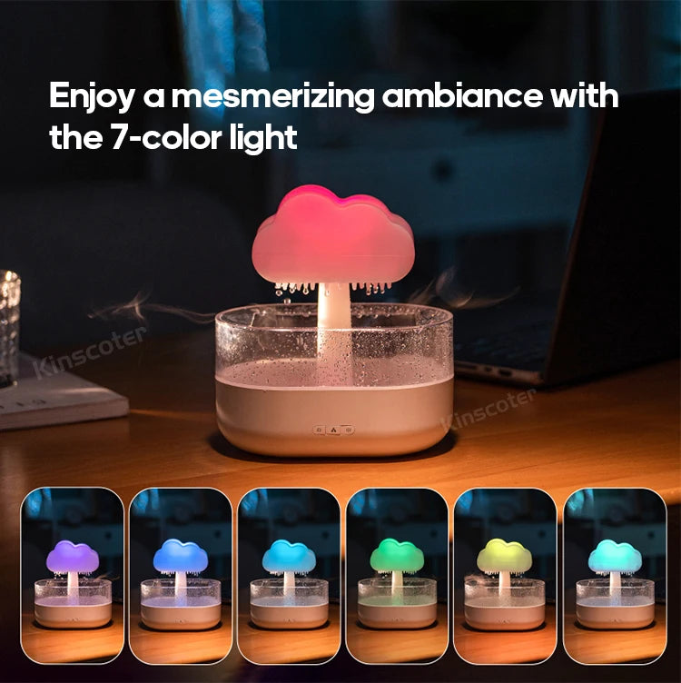 KINSCOTER Rain Clouds Aroma Diffuser Zen Raindrops Air Humidifier Essential Oil Diffuser -DHPD115