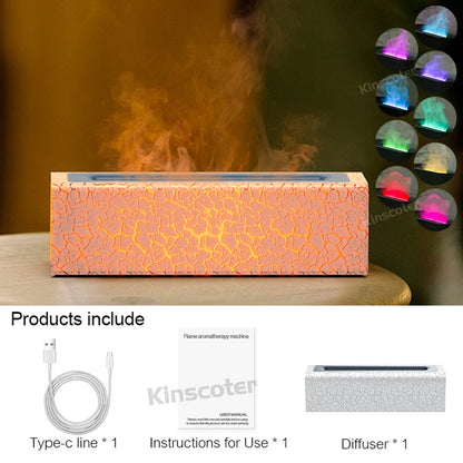 KINSCOTER RGB Flame Aroma Diffuser Air Humidifier Ultrasonic Cool Mist Maker Fogger LED Essential Oil Fire LED Lamp Diffusor -DHPD105