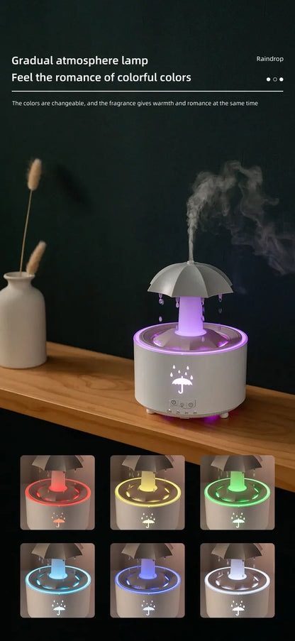 Creative Umbrella Water Drop Air Humidifier with Colourful Light Raindrop Aroma -BKPD122