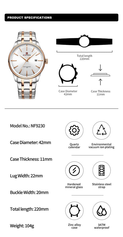 Original Brand NAVIFORCE Lover’s Watch for Men and Women Fashion Wristwatch -WPD104