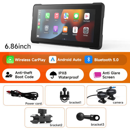 5/6/7‘’ Motorcycle Multimedia Player Wireless CarPlay Android Auto GPS -GPD101