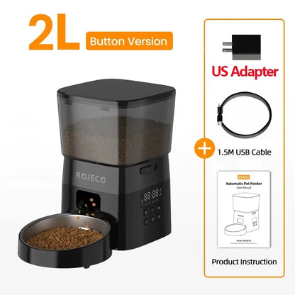 ROJECO Automatic Pet Feeder Button Version Auto Cat Food Dispenser Accessories -BKPD106