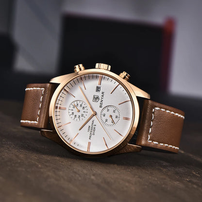 2022 New BENYAR Leather Men Quartz Wristwatches Luxury Brand 100M -WPD130