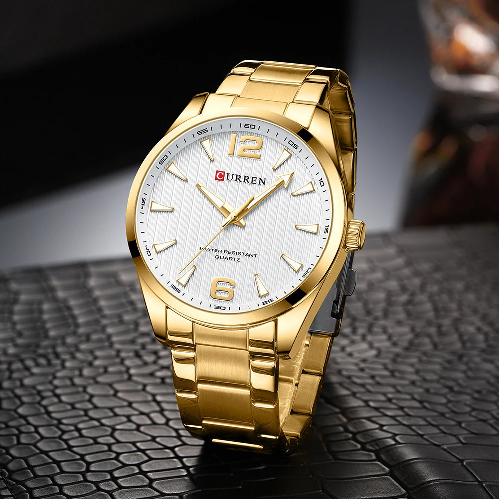 CURREN Fashion Brand Men's Watches with Luminous Hands Classy Business Stainless Steel Band Wristwatches for Male -WPD141