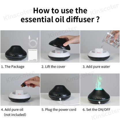 KINSCOTER Volcanic Aroma Diffuser Essential Oil Lamp 130ml USB Portable Air Humidifier -DHPD104