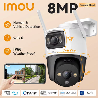 IMOU Cruiser Dual Lens 8MP Outdoor Camera Full-Color Night Vision Home Security -BKPD114