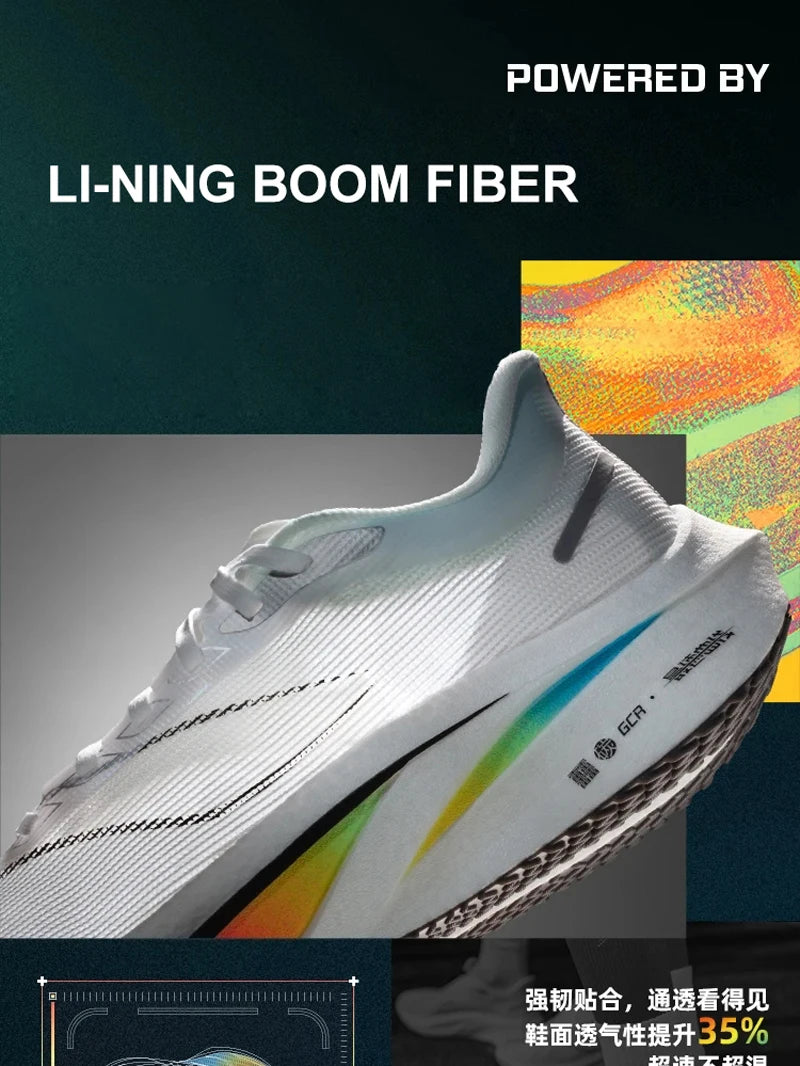 Li-Ning Men FEIDIAN 4 CHALLENGER Racing Running Shoes CARBON-FIBER PLATE BOOM Cushion Sport Shoes Breathable Sneakers -BSPD118