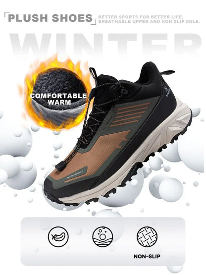 Baasploa Men Hiking Shoes Winter Comfort Plush Warm Outdoor Sneakers Men Waterproof Casual Sneakers -BSPD106