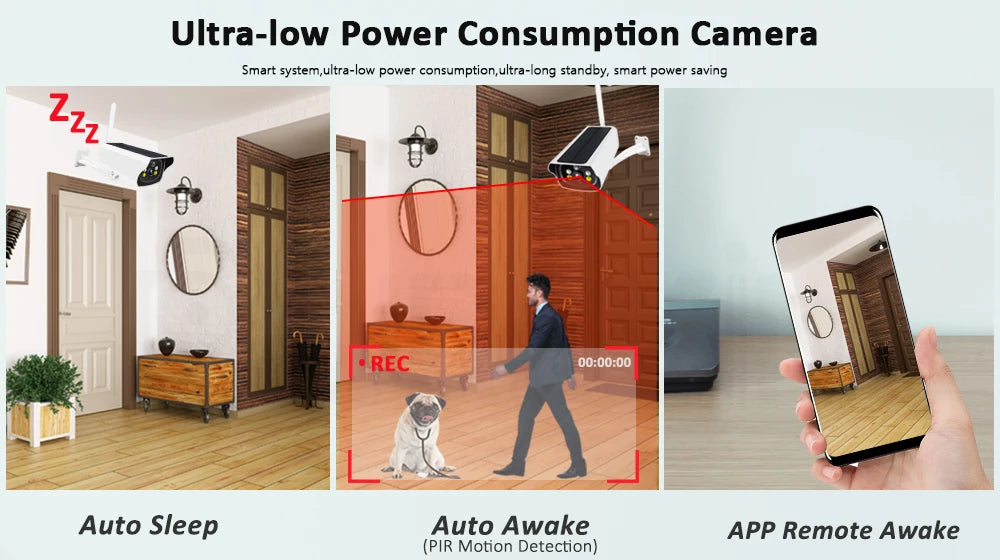 Wireless Solar Bullet Camera WiFi 1080P Outdoor Battery  CCTV Surveillance Camera -ZKPD108