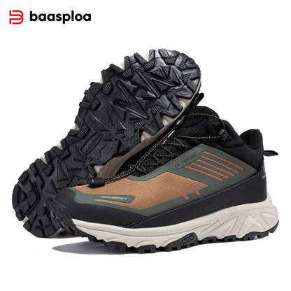 Baasploa Men Hiking Shoes Winter Comfort Plush Warm Outdoor Sneakers Men Waterproof Casual Sneakers -BSPD106