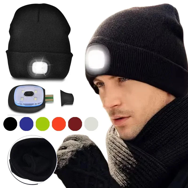 LED Beanie Hat with Light | Unisex Warm Winter Cap - USA - FREE shipping  -ZKPD100