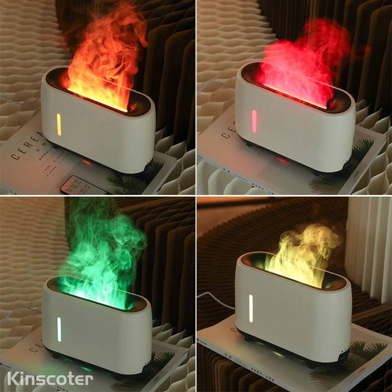 Kinscoter 240ml Flame Air Humidifier Electric Colourful Fire Essential Oil Aroma Diffuser -DHPD118