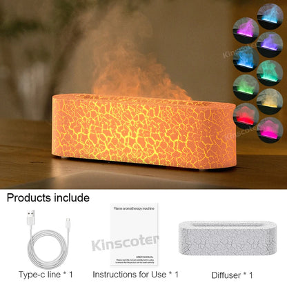 KINSCOTER RGB Flame Aroma Diffuser Air Humidifier Ultrasonic Cool Mist Maker Fogger LED Essential Oil Fire LED Lamp Diffusor -DHPD105