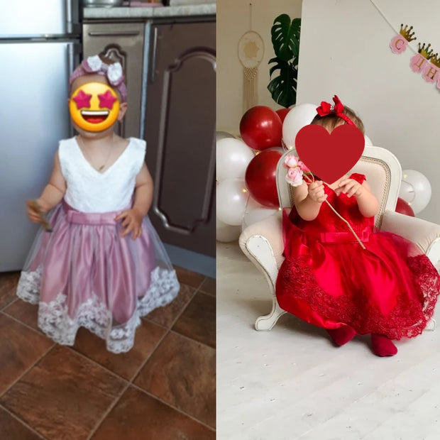 Baby Girls Lace Dress – Sleeveless Formal Ball Gown