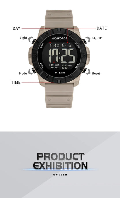 NAVIFORCE Brand Men Electronics Watch Outdoor Sport Waterproof Digital LED -WPD124