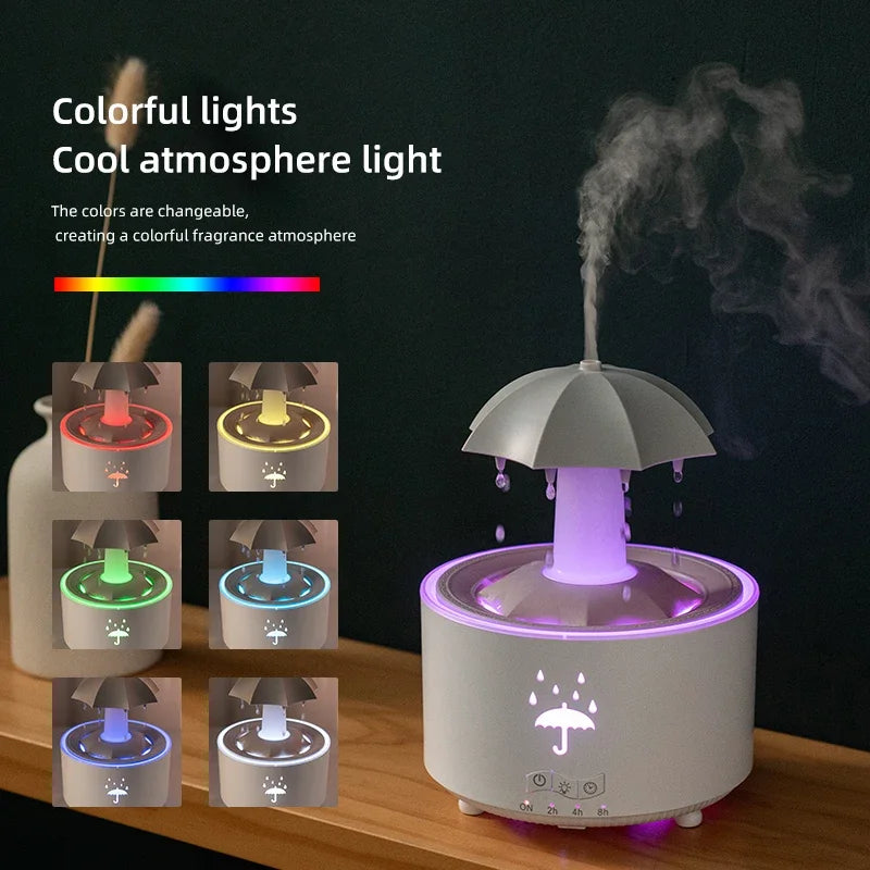 Creative Umbrella Water Drop Air Humidifier with Colourful Light Raindrop Aroma -BKPD122