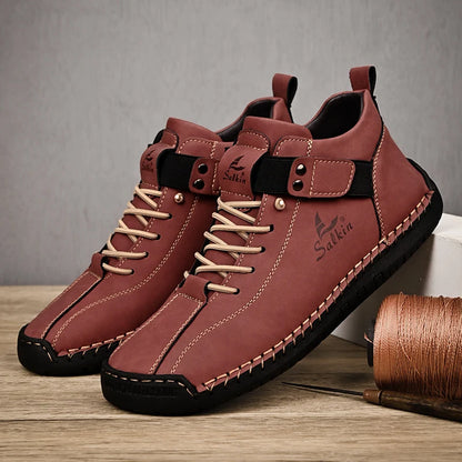 New 2024 Handmade Leather Casual Men Shoes Design Sneakers Man -SHPD111