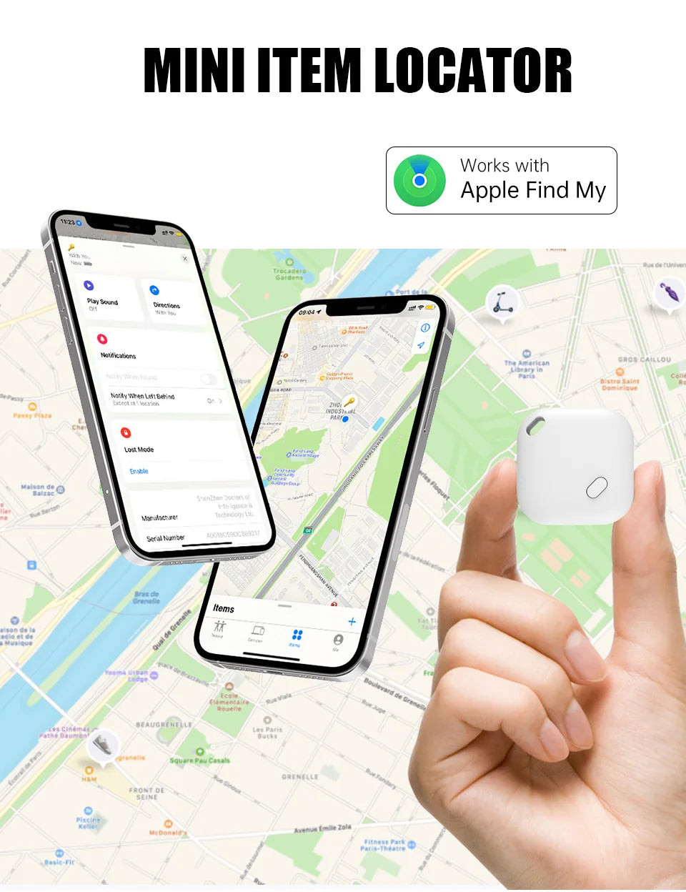 Mini Tracking Device For Apple Find My Key Smart iTag Child Finder Pet Car GPS -BKPD105