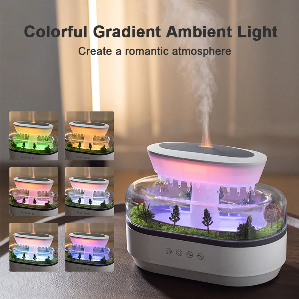 Aroma Humidifier Raindrop Air Humidifier Colourful Light White Noise Essential Oil Diffuser Home Ultrasonic -DHPD113