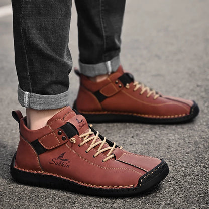 New 2024 Handmade Leather Casual Men Shoes Design Sneakers Man -SHPD111