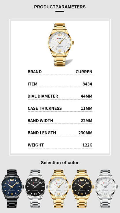 CURREN Fashion Brand Men's Watches with Luminous Hands Classy Business Stainless Steel Band Wristwatches for Male -WPD141