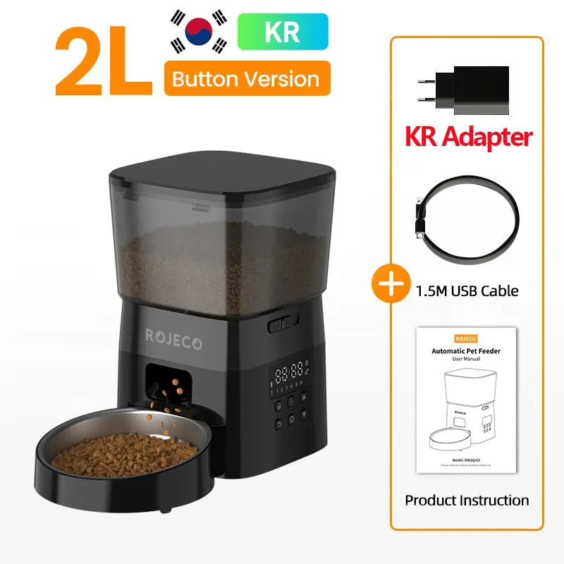 ROJECO Automatic Pet Feeder Button Version Auto Cat Food Dispenser Accessories -BKPD106