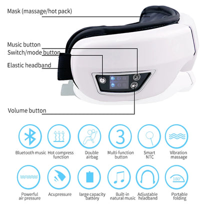 6D Smart Eye Massager Vibration Hot Airbag Compress Eye Care Instrument -BKPD104