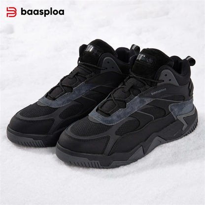 Baasploa Men Winter Sneakers Leather Waterproof Sport Shoes for Men Comfort -BSPD104