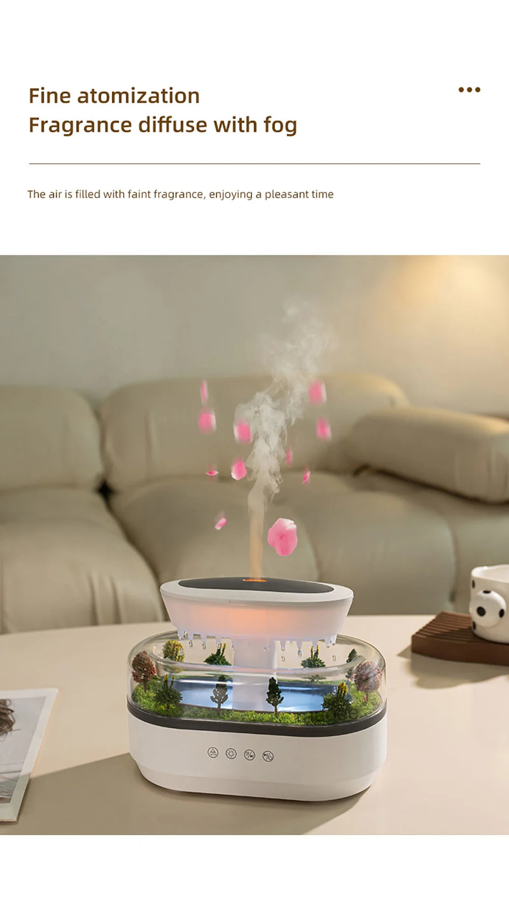 Aroma Humidifier Raindrop Air Humidifier Colourful Light White Noise Essential Oil Diffuser Home Ultrasonic -DHPD113