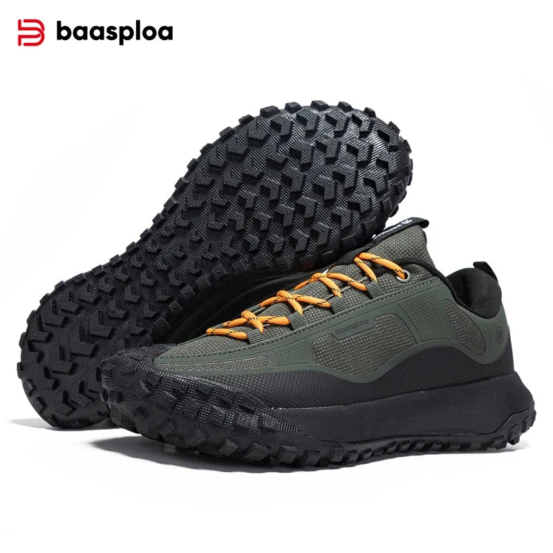 Baasploa Men Hiking Shoes Oxford Anti Splash Water Outdoor Sneakers for Men New Fashion Walking Shoes -BSPD113