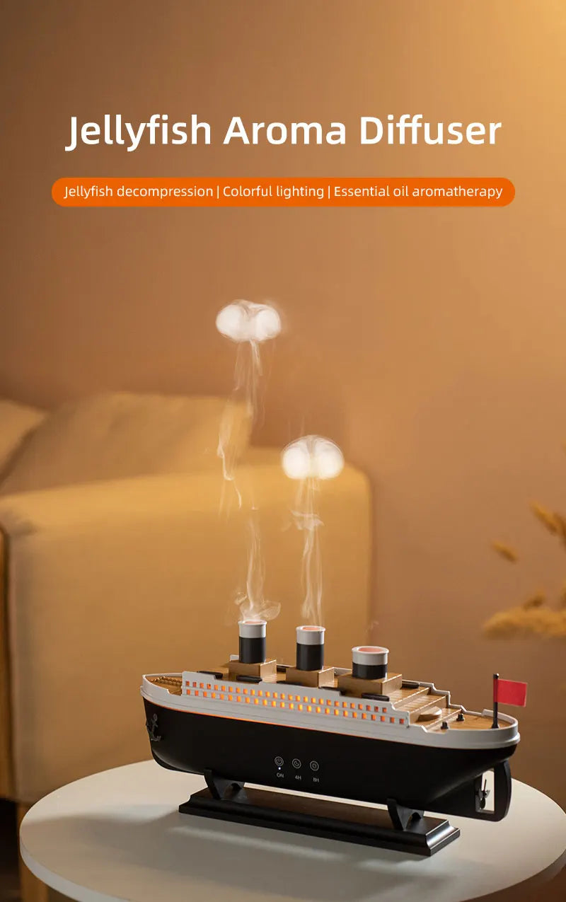 Train Cannon Ultrasonic Air Humidifier Jellyfish Spray Essential Oils Aroma Diffuser -DHPD111