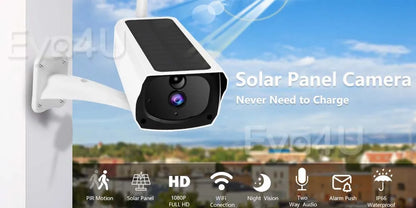 Wireless Solar Bullet Camera WiFi 1080P Outdoor Battery  CCTV Surveillance Camera -ZKPD108