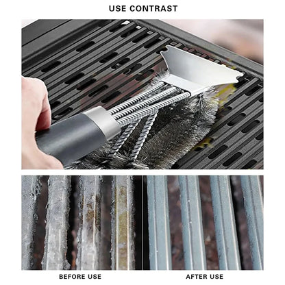 Safe Grill Brush and Scraper with Deluxe Handle Grill Cleaner Brush Stainless Steel -BKPD111