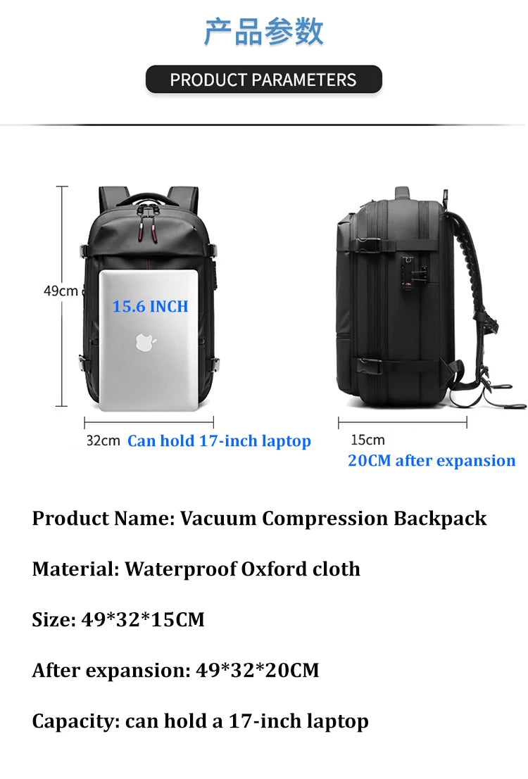 Travel Men 17 inch Laptop Backpack vacuum compression Backpack -ZKPD111