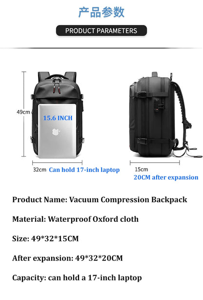 Travel Men 17 inch Laptop Backpack vacuum compression Backpack -ZKPD111