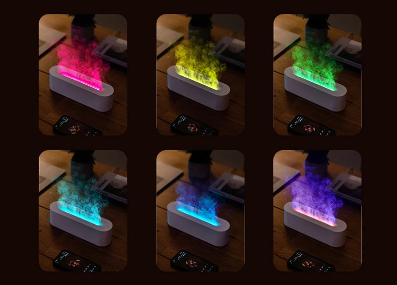 KINSCOTER RGB Flame Aroma Diffuser Air Humidifier Ultrasonic Cool Mist Maker Fogger LED Essential Oil Fire LED Lamp Diffusor -DHPD105