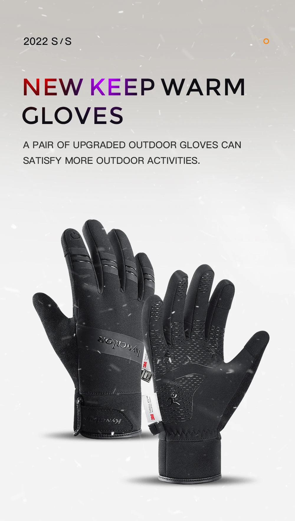 3M Gloves Black Waterproof Winter Warm Cycling Outdoor Sports Running Riding Gloves -ZKPD114