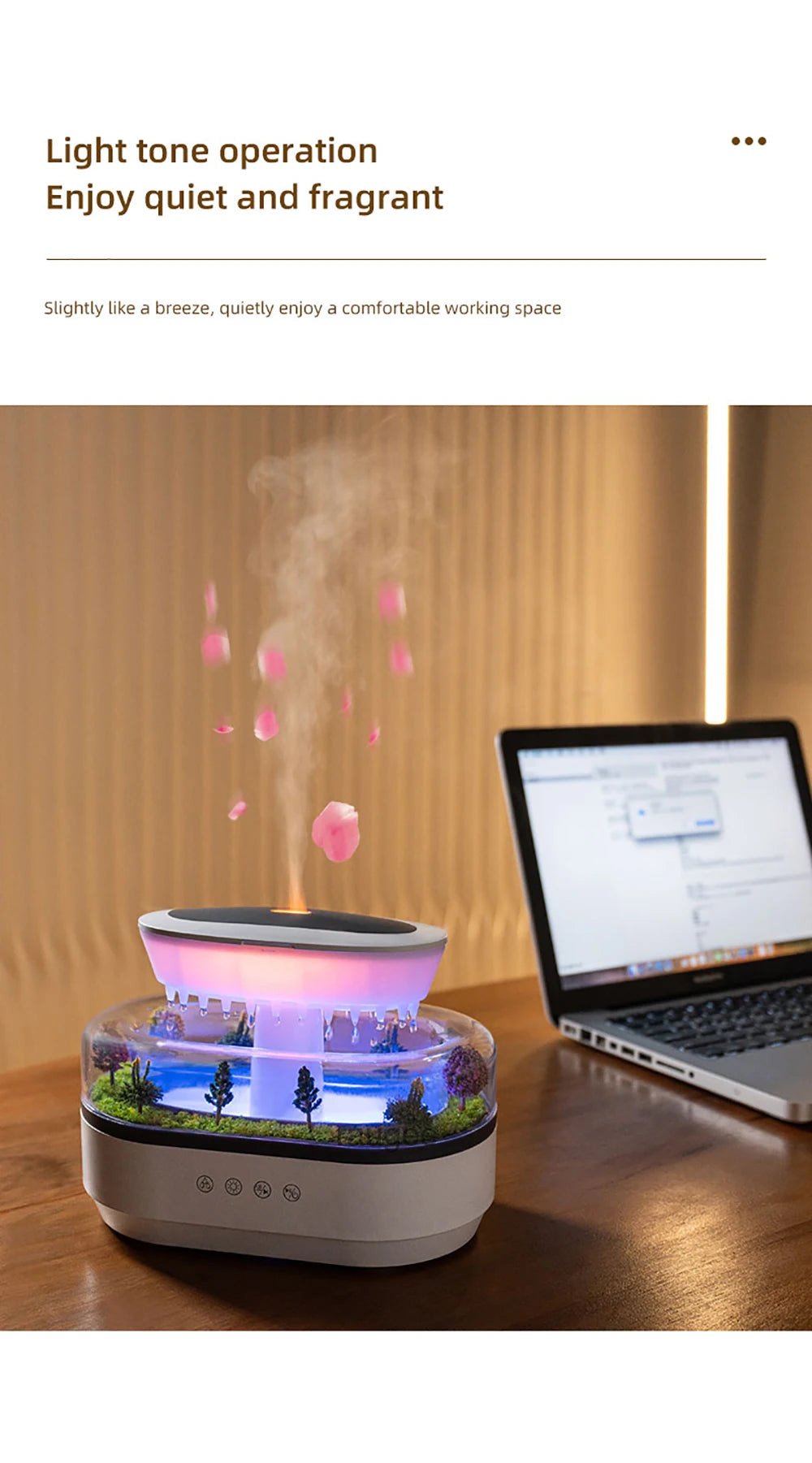 Aroma Humidifier Raindrop Air Humidifier Colourful Light White Noise Essential Oil Diffuser Home Ultrasonic -DHPD113