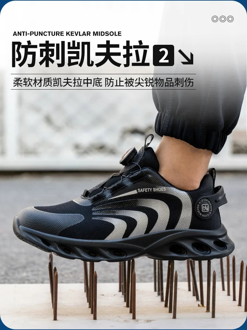 Rotary Buckle Work Sneakers Protective Shoes Lightweight Safety Shoes Puncture-Proof -SHPD107