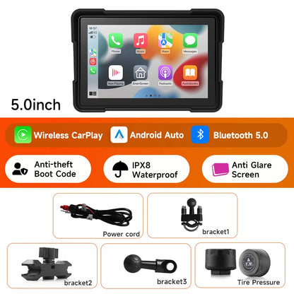 5/6/7‘’ Motorcycle Multimedia Player Wireless CarPlay Android Auto GPS -GPD101