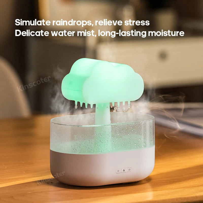 KINSCOTER Rain Clouds Aroma Diffuser Zen Raindrops Air Humidifier Essential Oil Diffuser -DHPD115