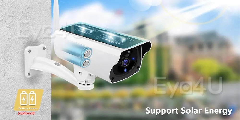 Wireless Solar Bullet Camera WiFi 1080P Outdoor Battery  CCTV Surveillance Camera -ZKPD108